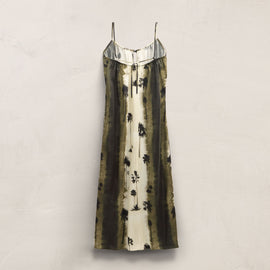 Printed Washed Silk Strappy Cami Dress - Ombre Palm Print