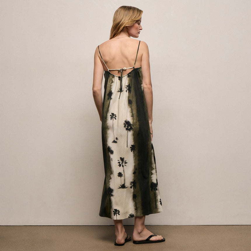 Printed Washed Silk Strappy Cami Dress