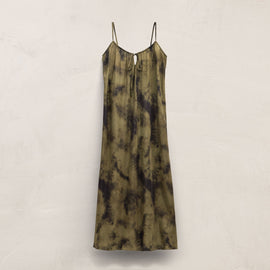 Printed Washed Silk Strappy Cami Dress in Tie Dye Green | James Perse Los Angeles