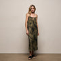 Printed Washed Silk Strappy Cami Dress in Tie Dye Green | James Perse Los Angeles