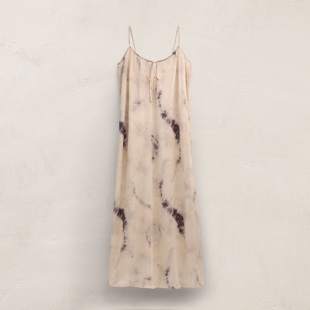Printed Washed Silk Strappy Cami Dress in Pink Tie Dye | James Perse Los Angeles