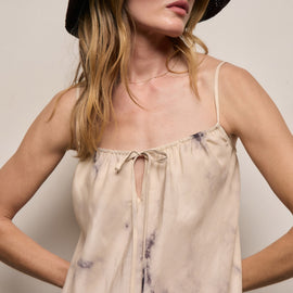 Printed Washed Silk Strappy Cami Dress in Pink Tie Dye | James Perse Los Angeles