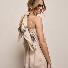Printed Washed Silk Strappy Cami Dress in Pink Tie Dye | James Perse Los Angeles
