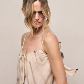 Printed Washed Silk Strappy Cami Dress in Pink Tie Dye | James Perse Los Angeles