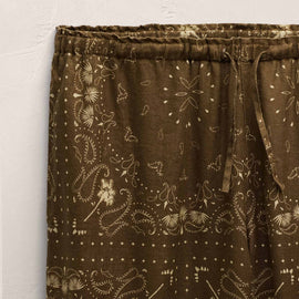 Palm Paisley Linen Wide Cuff Pant in Brown Bandana Print | James Perse Los Angeles