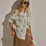 Palm Paisley Linen Shirt In Ivory Bandana Print | James Perse Los Angeles