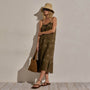 Palm Paisley Linen Strappy Tie Dress in Brown Bandana Print | James Perse Los Angeles