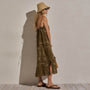 Palm Paisley Linen Strappy Tie Dress in Brown Bandana Print | James Perse Los Angeles