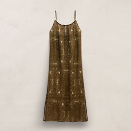 Palm Paisley Linen Strappy Tie Dress in Brown Bandana Print | James Perse Los Angeles
