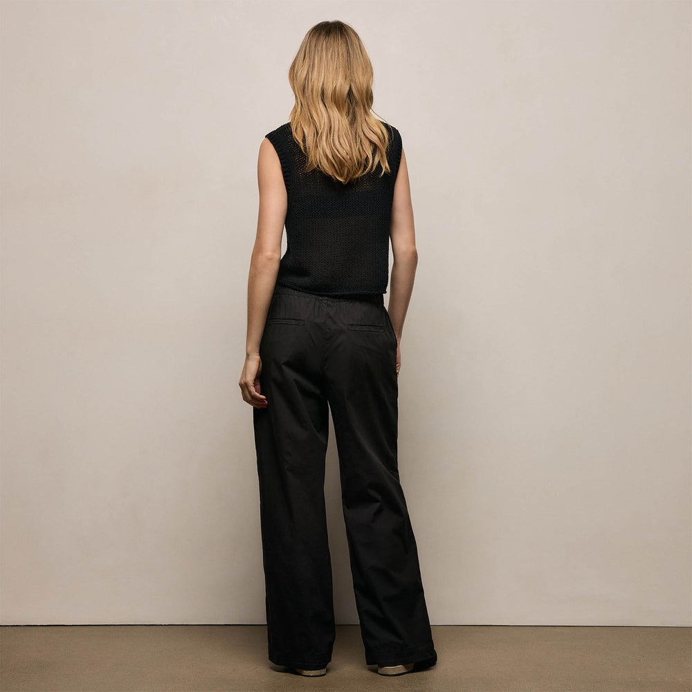 Stretch Poplin Drawcord Pant - Black