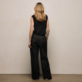 Stretch Poplin Drawcord Pant - Black