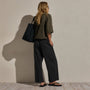 Cotton Linen Poplin Wide Cuff Pant in Black | James Perse Los Angeles