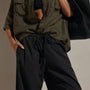 Cotton Linen Poplin Wide Cuff Pant in Black | James Perse Los Angeles