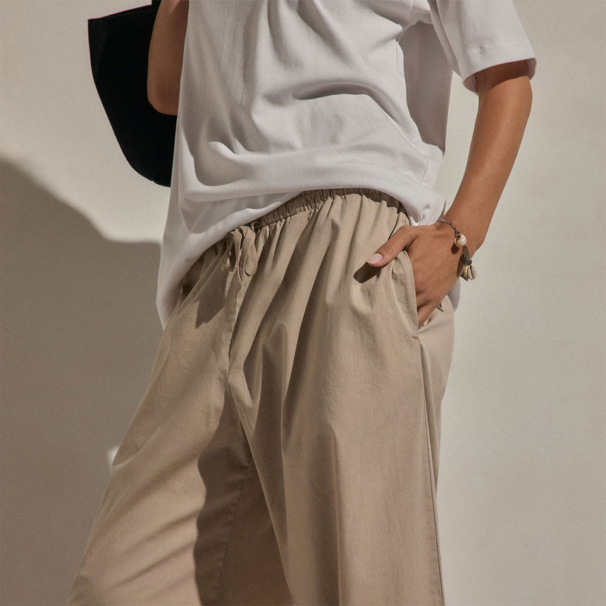 Cotton Linen Poplin Wide Cuff Pant in Stone Pigment | James Perse Los Angeles