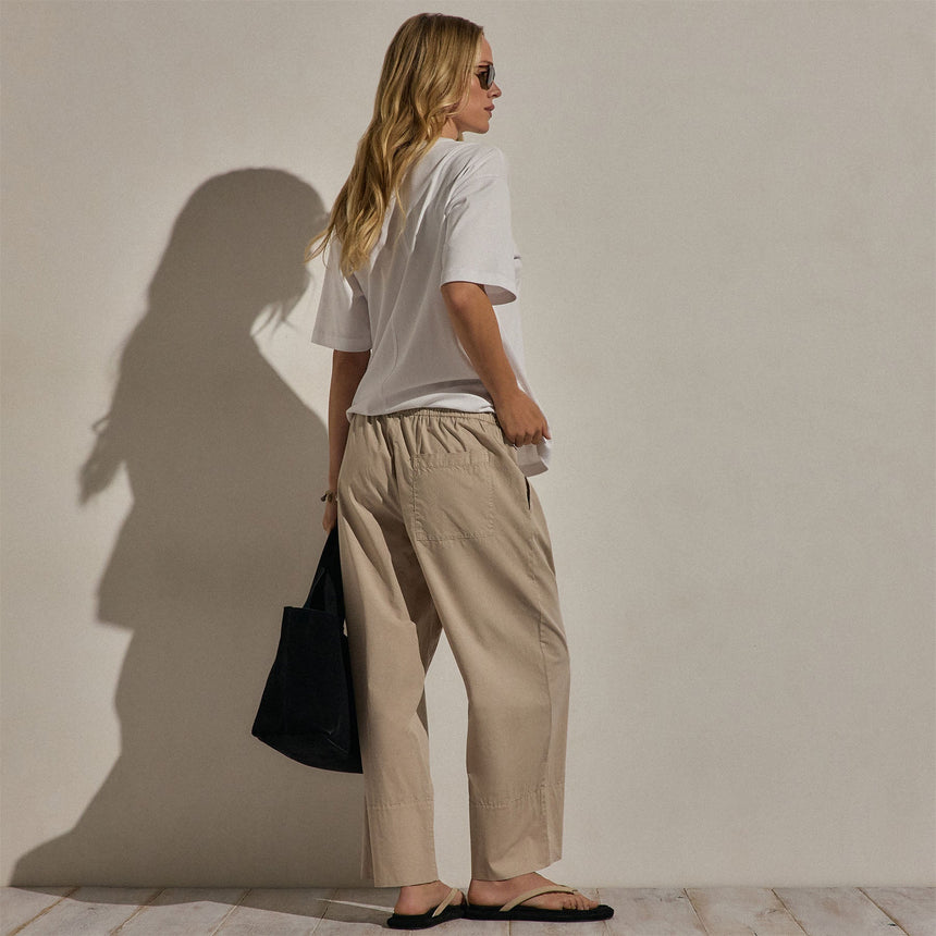 Cotton Linen Poplin Wide Cuff Pant in Stone Pigment | James Perse Los Angeles