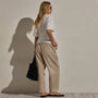 Cotton Linen Poplin Wide Cuff Pant in Stone Pigment | James Perse Los Angeles