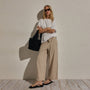 Cotton Linen Poplin Wide Cuff Pant in Stone Pigment | James Perse Los Angeles