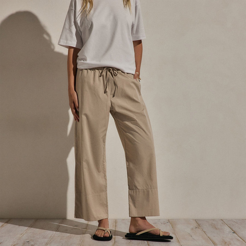 Cotton Linen Poplin Wide Cuff Pant in Stone Pigment | James Perse Los Angeles