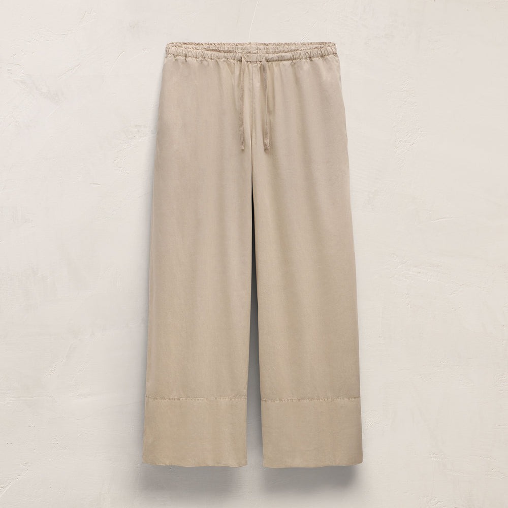 Cotton Linen Poplin Wide Cuff Pant - Stone Pigment