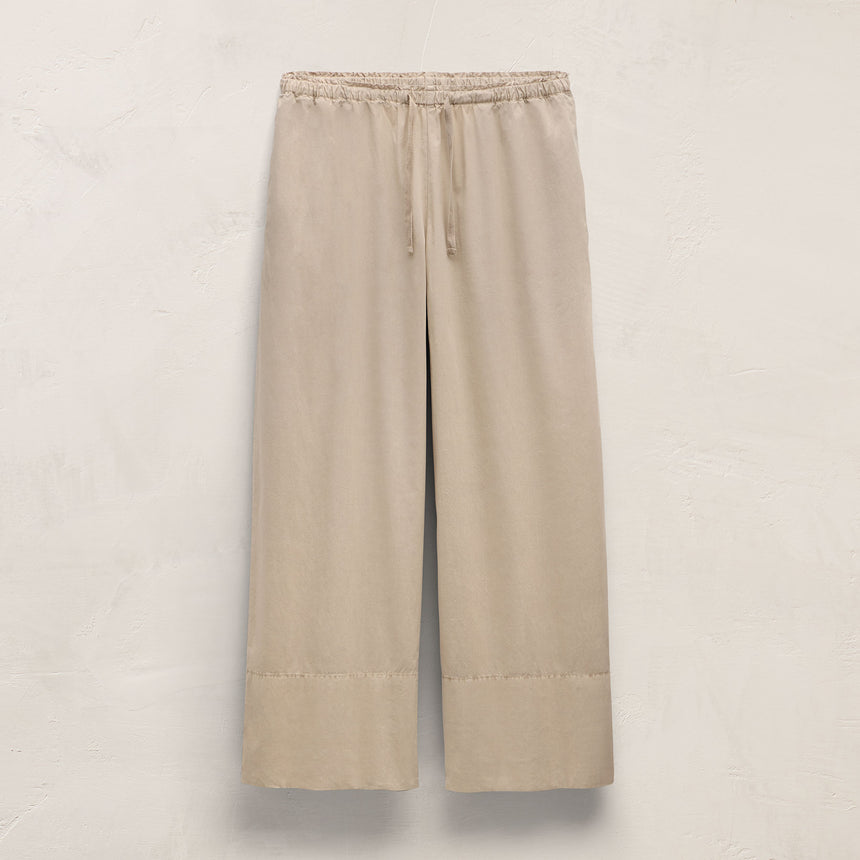 Cotton Linen Poplin Wide Cuff Pant - Stone Pigment