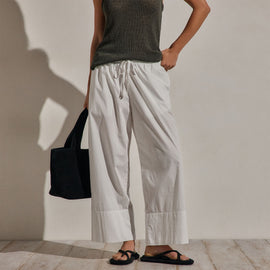 Cotton Poplin Pants in White | James Perse Los Angeles