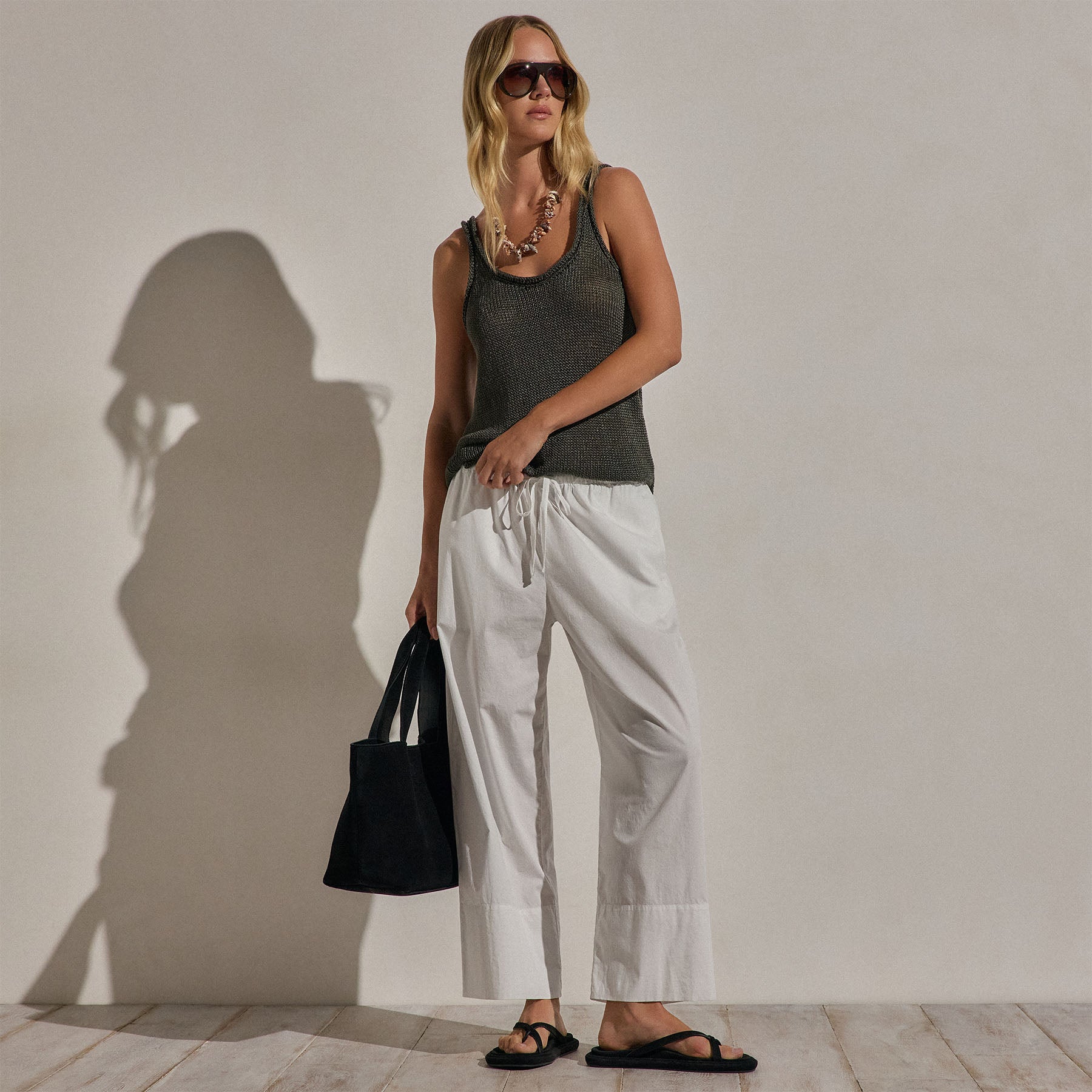 Cotton Poplin Pants in White | James Perse Los Angeles