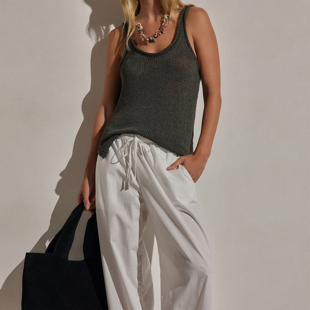 Cotton Poplin Pants in White | James Perse Los Angeles