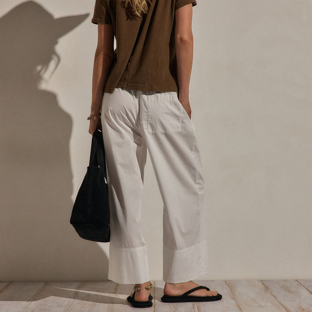 Cotton Linen Poplin Wide Cuff Pant in White | James Perse Los Angeles