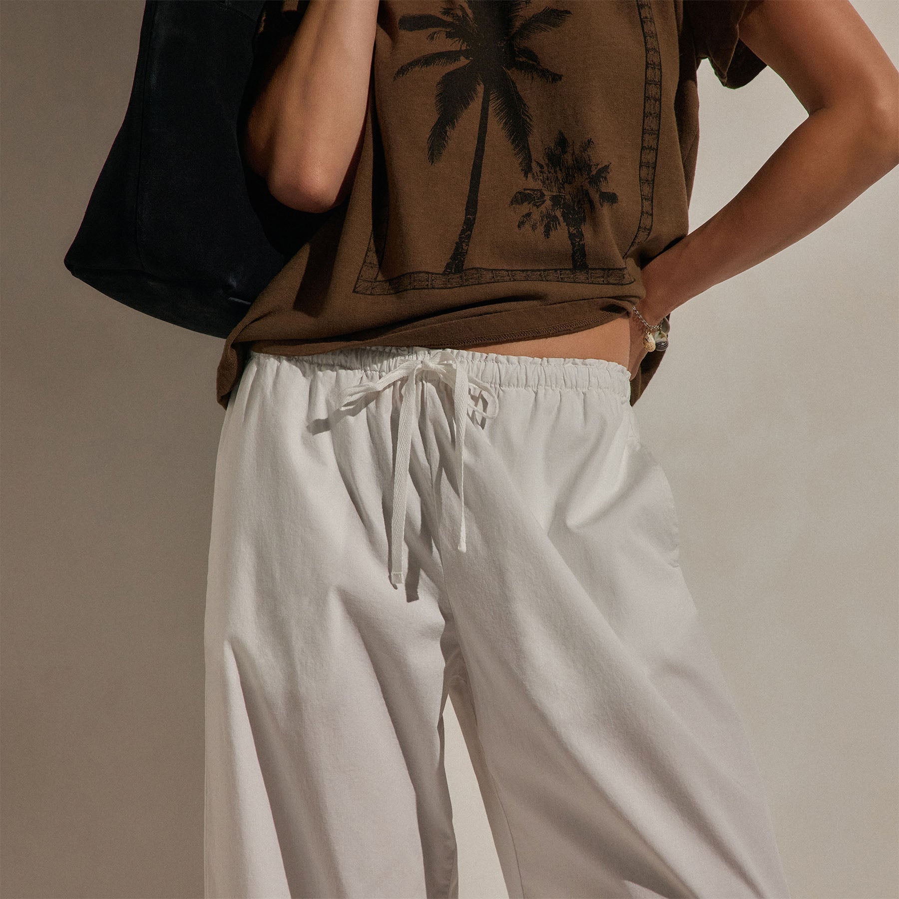 Cotton Linen Poplin Wide Cuff Pant in White | James Perse Los Angeles