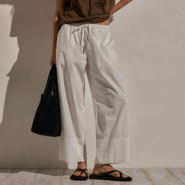 Cotton Linen Poplin Wide Cuff Pant in White | James Perse Los Angeles