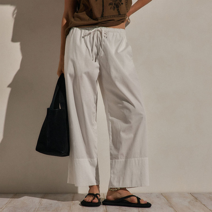 Cotton Linen Poplin Wide Cuff Pant in White | James Perse Los Angeles