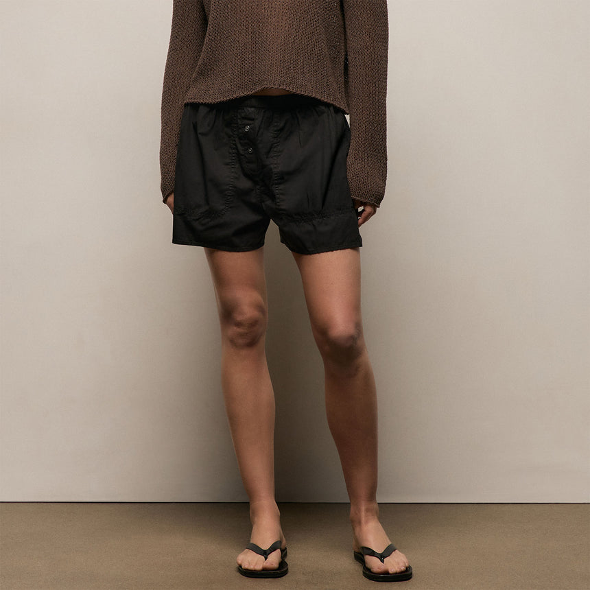 Stretch Poplin Boxer Short in Black | James Perse Los Angeles