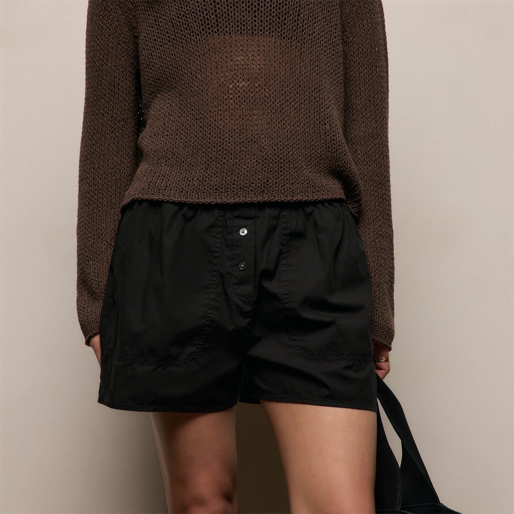 Stretch Poplin Boxer Short in Black | James Perse Los Angeles