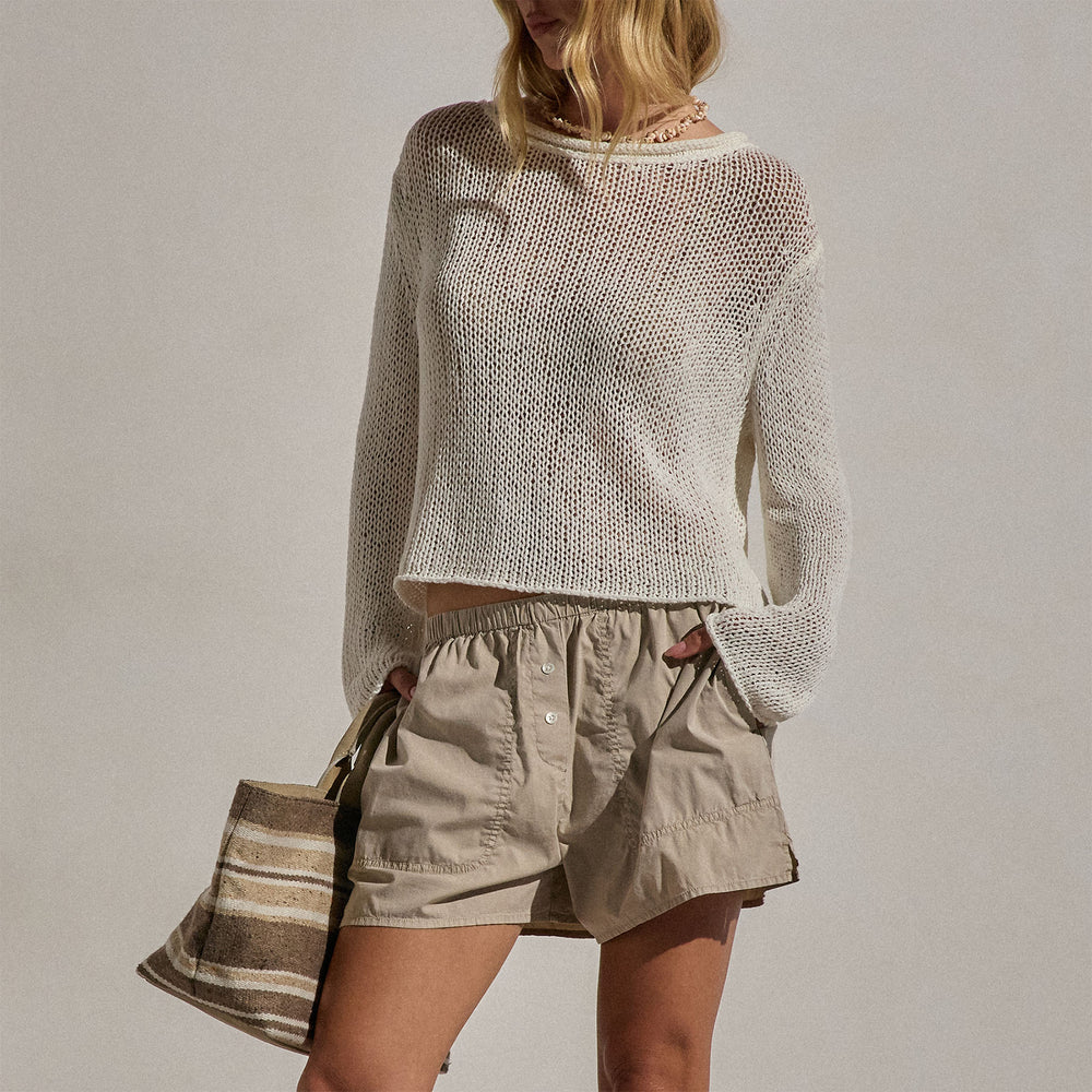 Stretch Poplin Boxer Short In Stone Pigment | James Perse Los Angeles