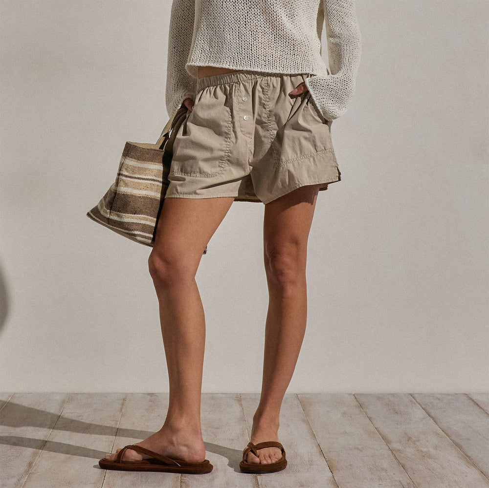 Stretch Poplin Boxer Short In Stone Pigment | James Perse Los Angeles