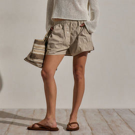 Stretch Poplin Boxer Short In Stone Pigment | James Perse Los Angeles