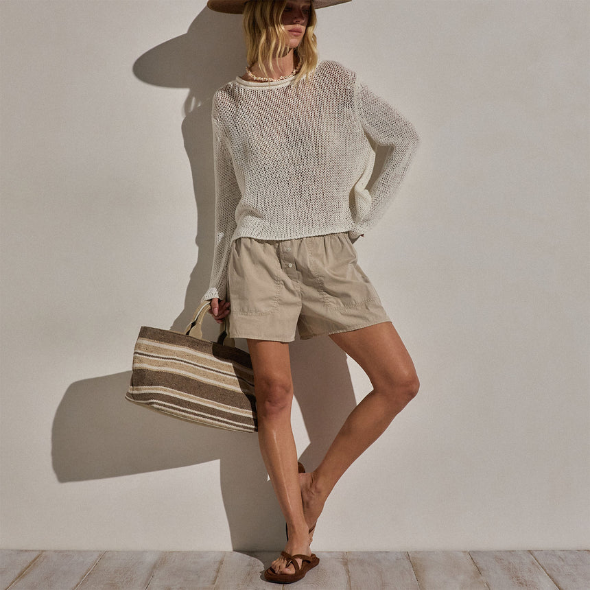 Stretch Poplin Boxer Short In Stone Pigment | James Perse Los Angeles