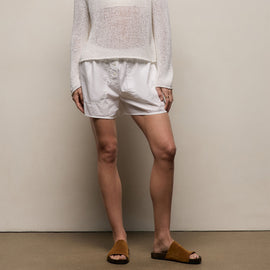 Stretch Poplin Boxer Short in White | James Perse Los Angeles