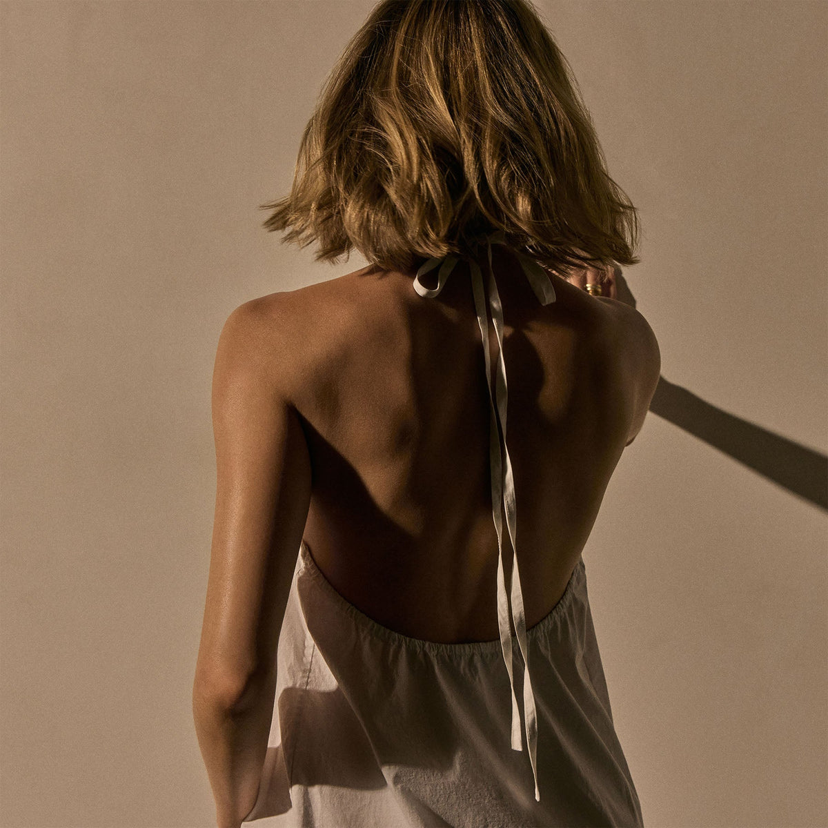 Poplin Halter Dress - White