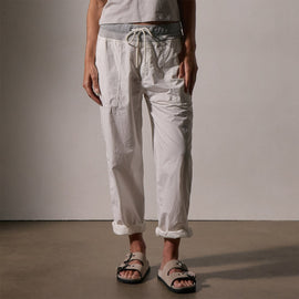 Mixed Media Poplin Pant in White Pigment | James Perse Los Angeles