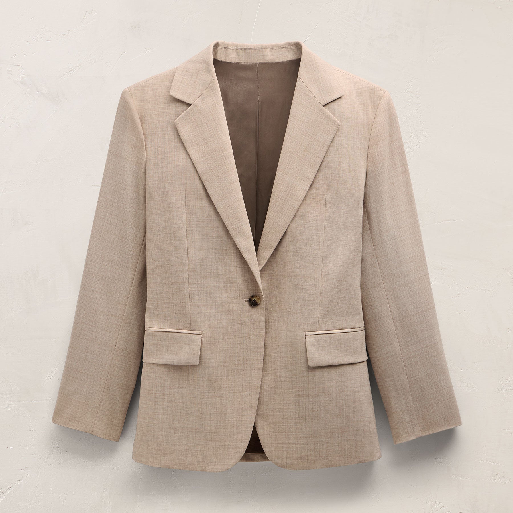 Relaxed Wool Blend Melange Blazer in Heather Stone | James Perse Los Angeles