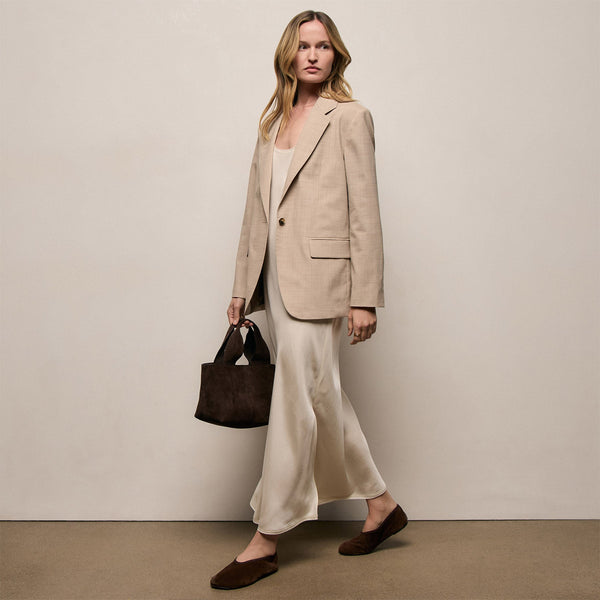Relaxed Wool Blend Melange Blazer in Heather Stone | James Perse Los Angeles