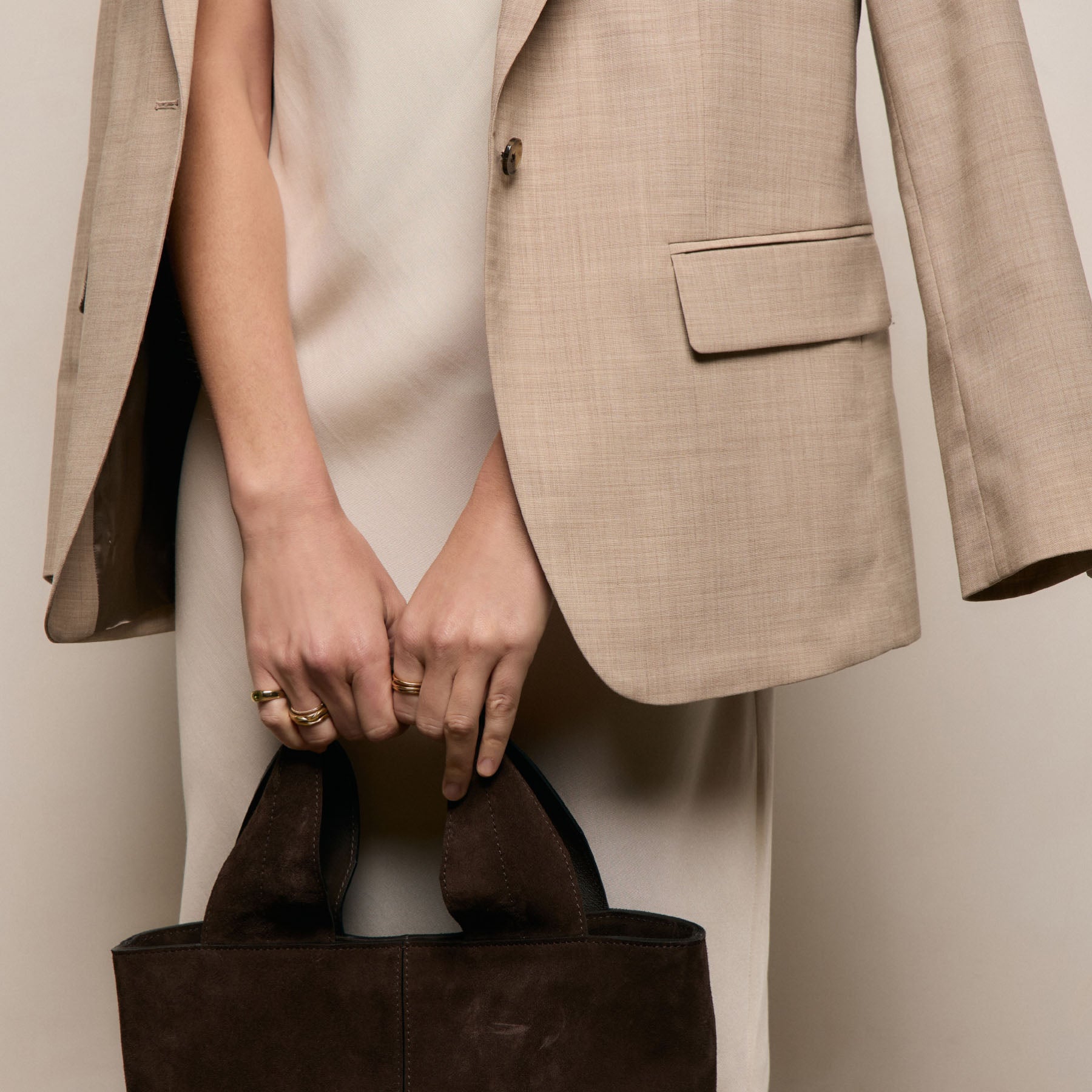 Relaxed Wool Blend Melange Blazer in Heather Stone | James Perse Los Angeles