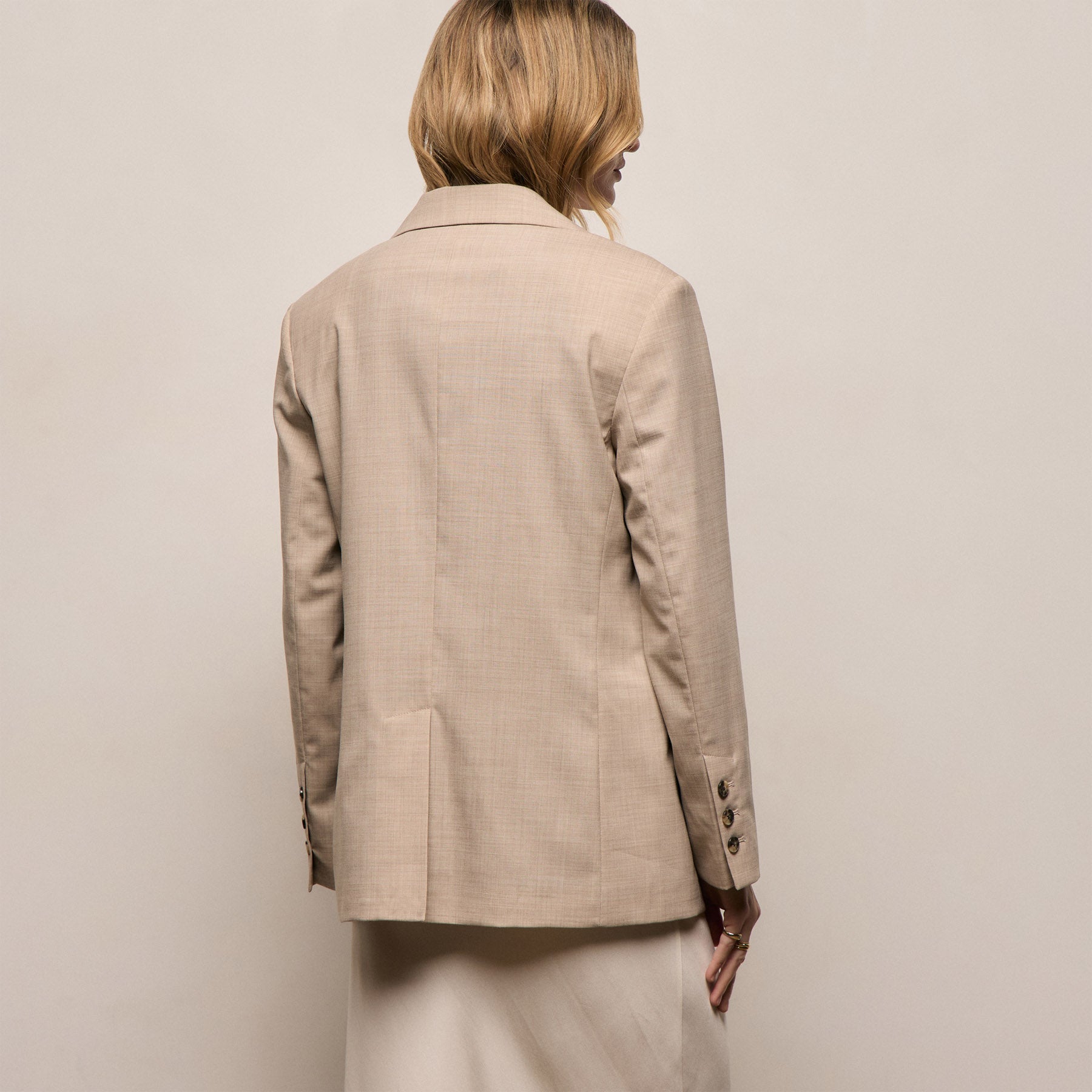 Relaxed Wool Blend Melange Blazer in Heather Stone | James Perse Los Angeles