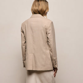 Relaxed Wool Blend Melange Blazer in Heather Stone | James Perse Los Angeles