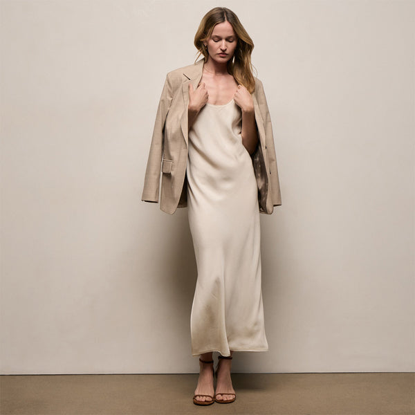 Relaxed Wool Blend Melange Blazer in Heather Stone | James Perse Los Angeles