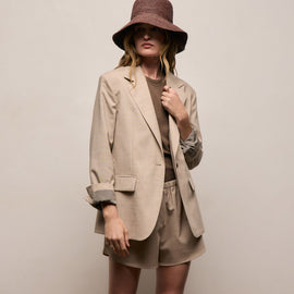 Relaxed Wool Blend Melange Blazer in Heather Stone | James Perse Los Angeles
