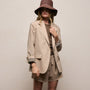 Relaxed Wool Blend Melange Blazer in Heather Stone | James Perse Los Angeles