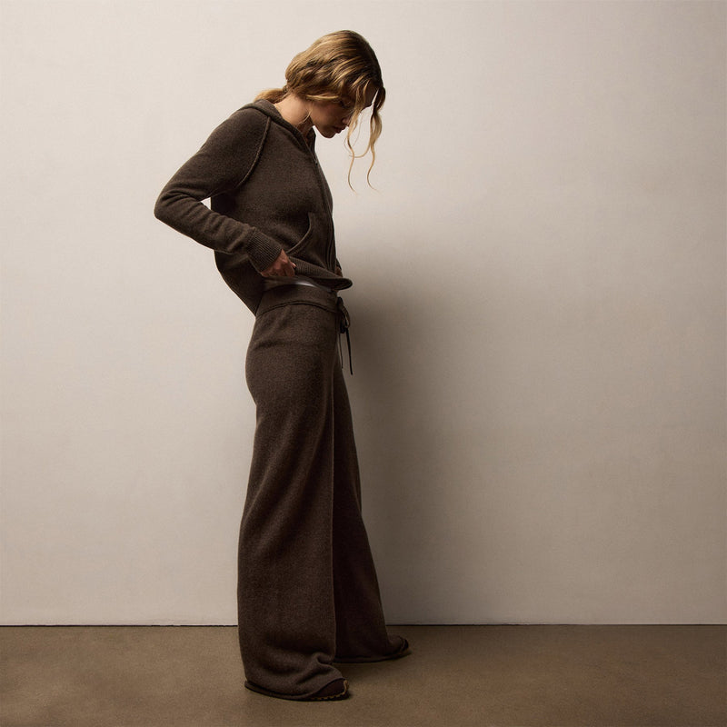 Cashmere Wide Leg Track Pant in Porcupine | James Perse Los Angeles