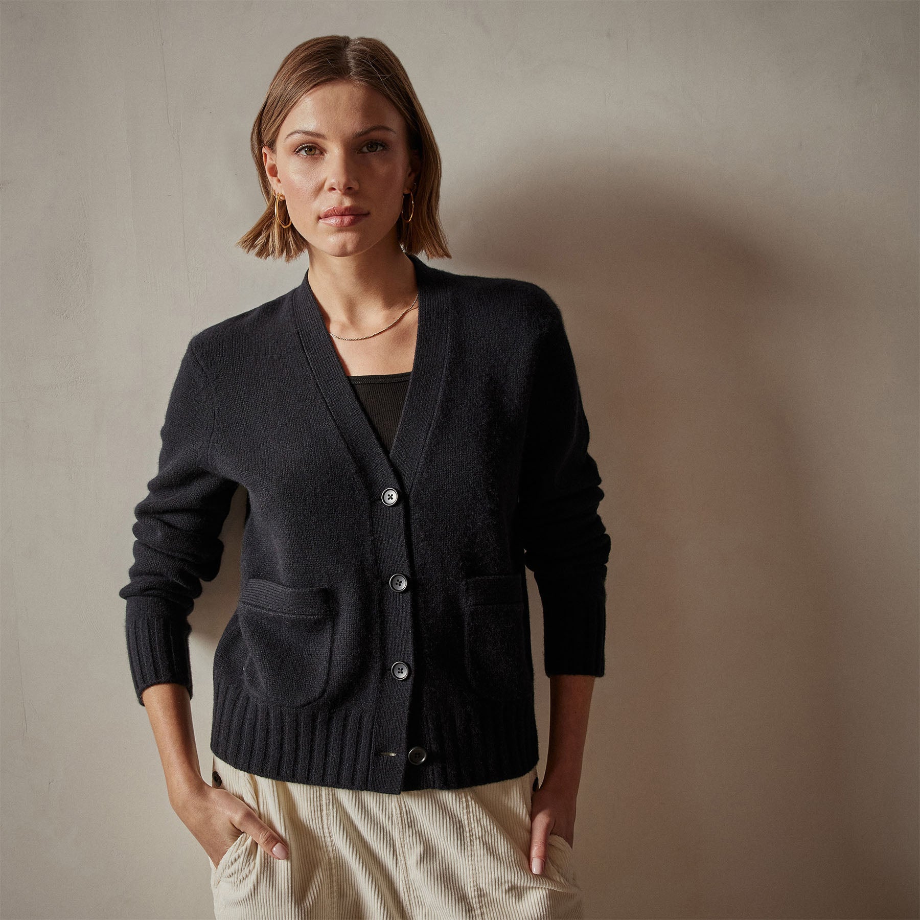 Shrunken Recycled Cashmere Cardigan - Black | James Perse Los Angeles